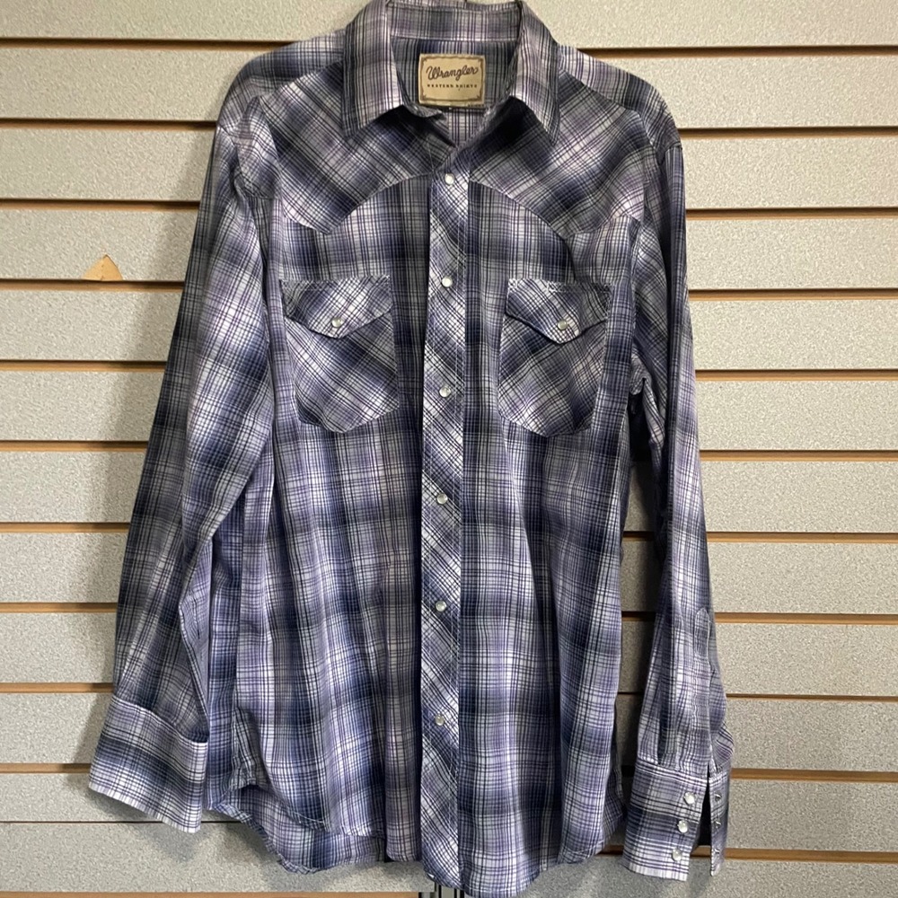 Wrangler Western Shirt Mens Plaid Button Up Long Sleeve Cowboy Rodeo‎ Medium
